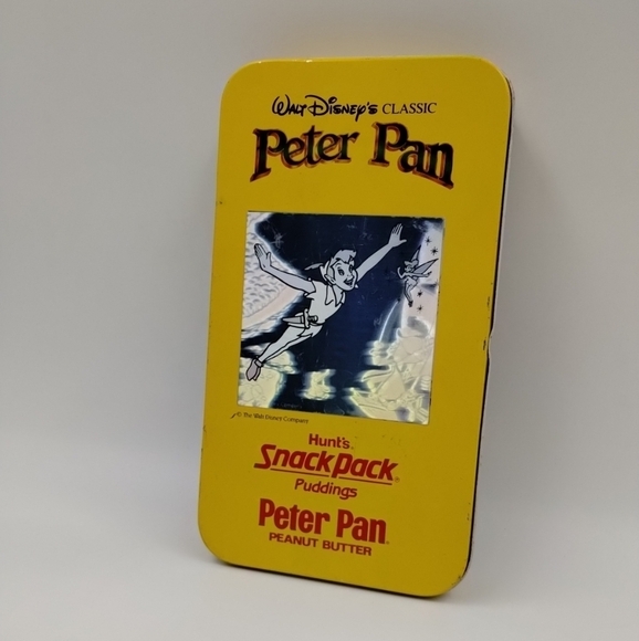 Peter Pan Walt Disney Collectible Tin W/ Sticker PB Hunts Tinkerbell Vintage - Picture 3 of 11